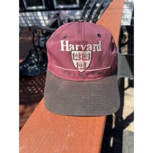 Vintage Harvard Crimson Hat Cap Snap Back Mens One Size Maroon NCAA College 90s